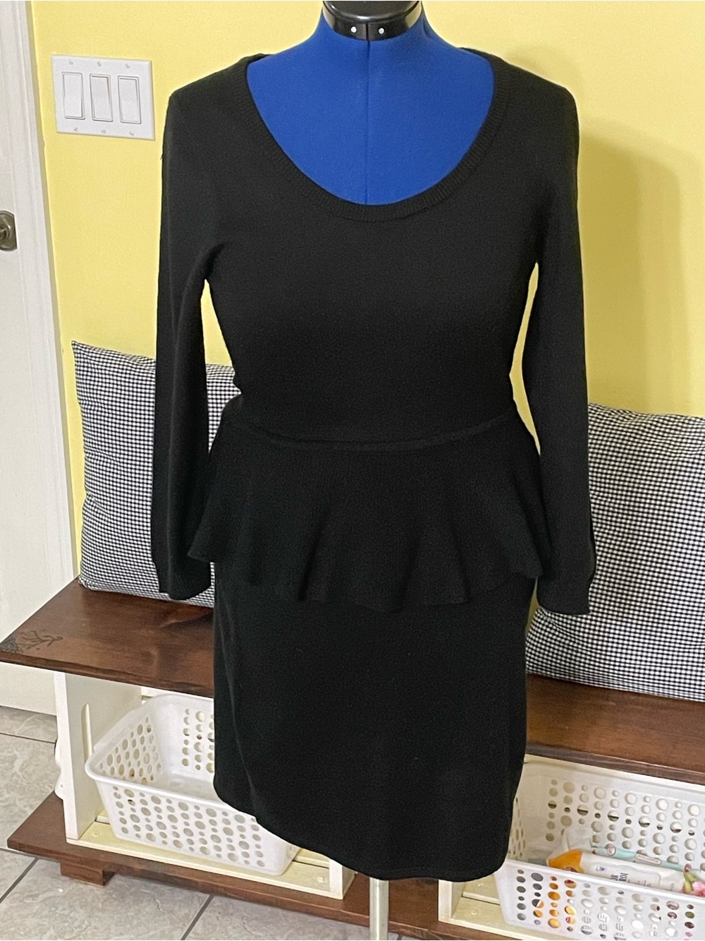 Calvin Klein Black Peplum Knit Dress